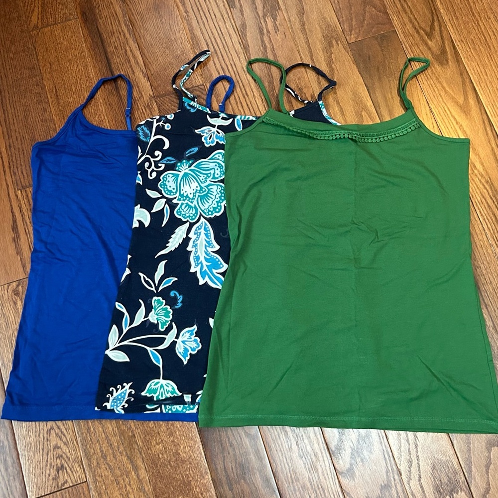 Lot of 3 Women's Camisoles - Blue, Floral, and Green Size S and M